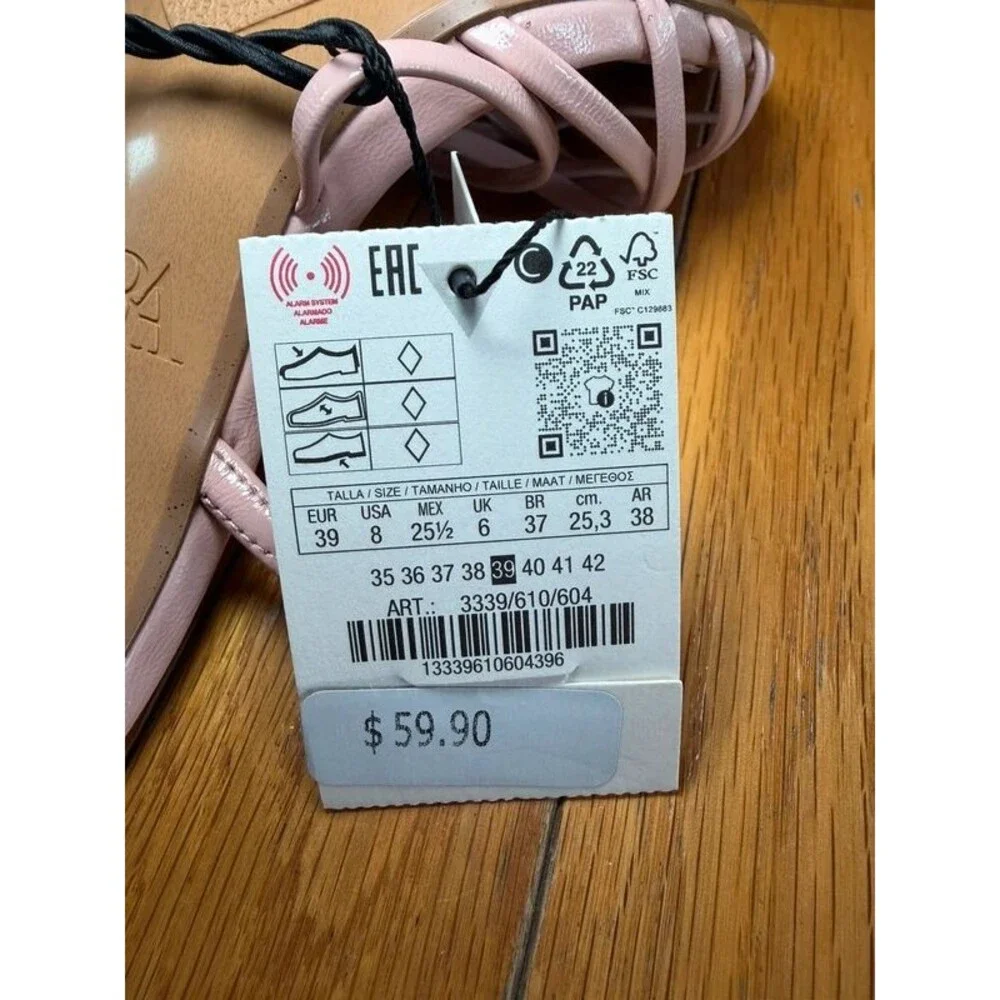 New NWT Zara Satin Effect Heeled Sandals Shoes Pink Womens Sz 88